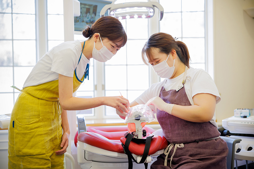 歯の模型を使ったトレーニングの様子
